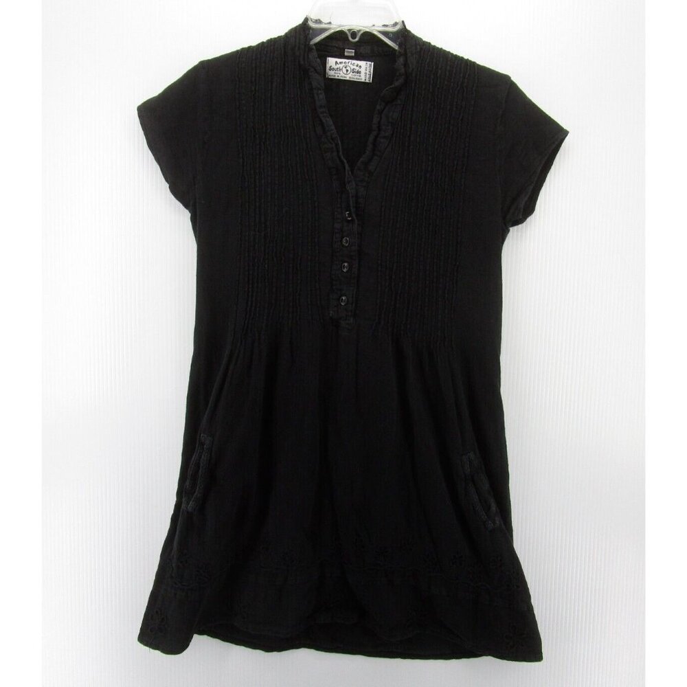 American South Side Top Small Tunic Blouse Henley Eyelit Pullover